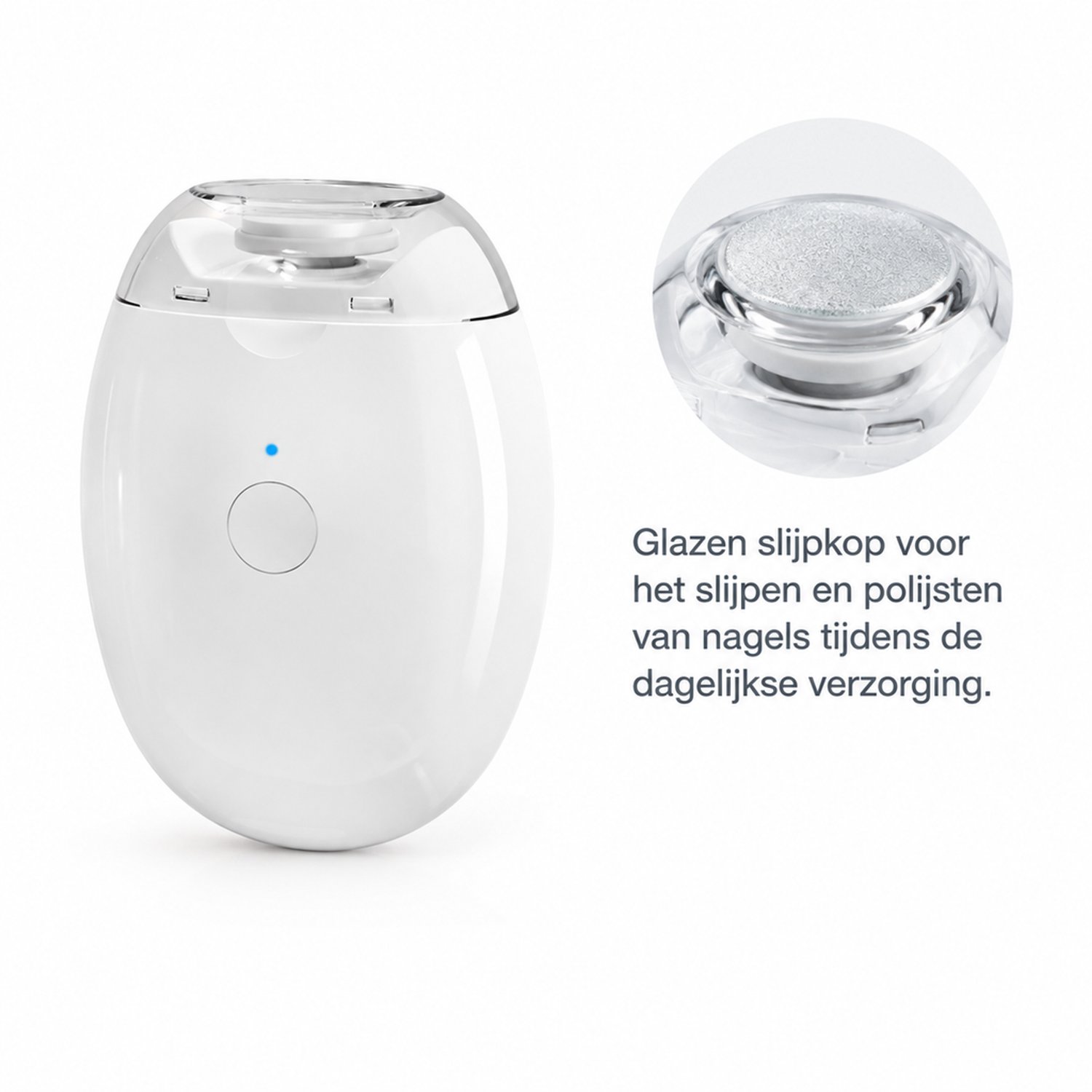 Elektrische nagelknipper - glazen slijpkop - verlichting - drie standen - USB-oplaadbaar - inclusief oplaadkabel en handleiding