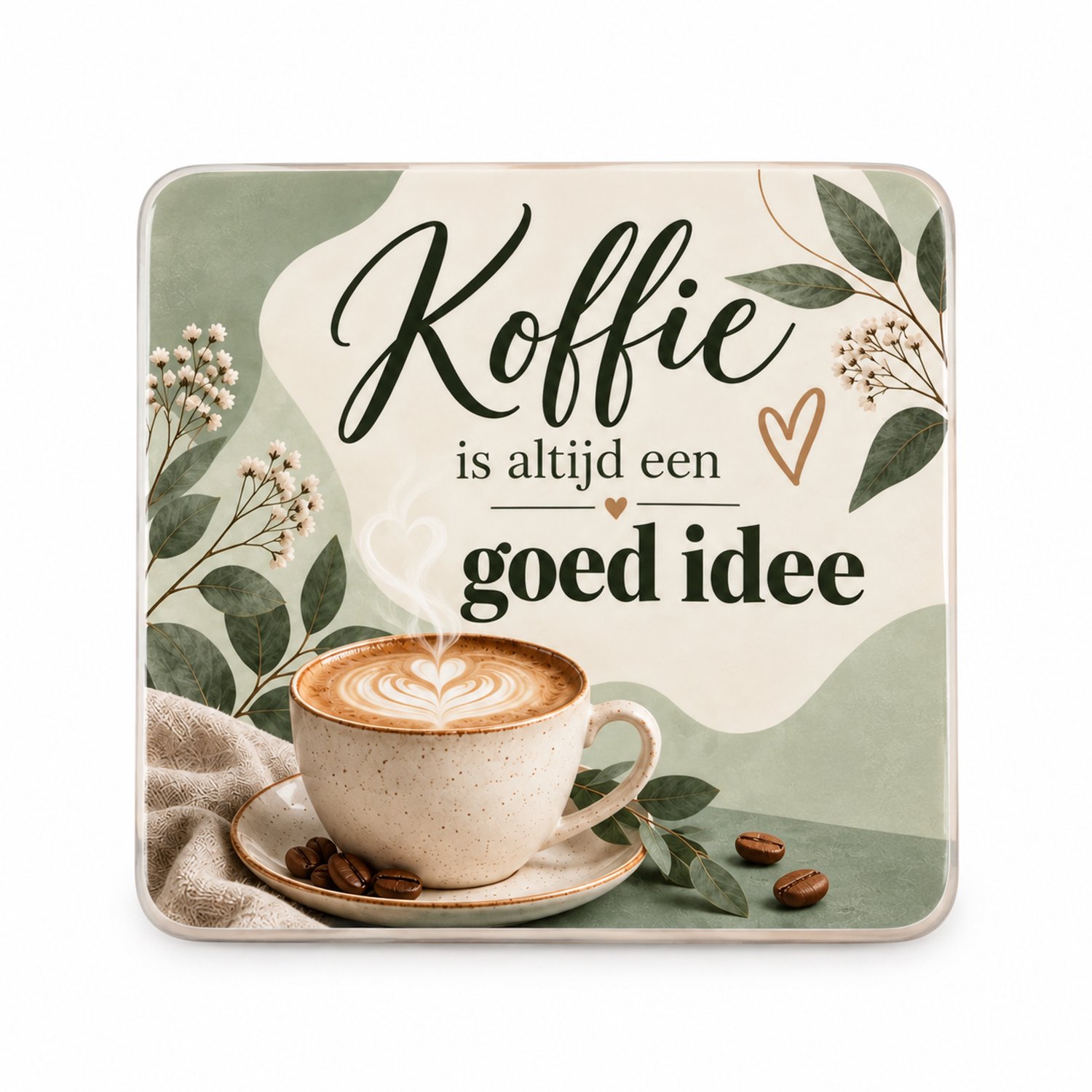 Koffie MDF onderzetter 10 x 10 cm – Koffie is altijd een goed idee – Koffie – Cadeau voor koffieliefhebber