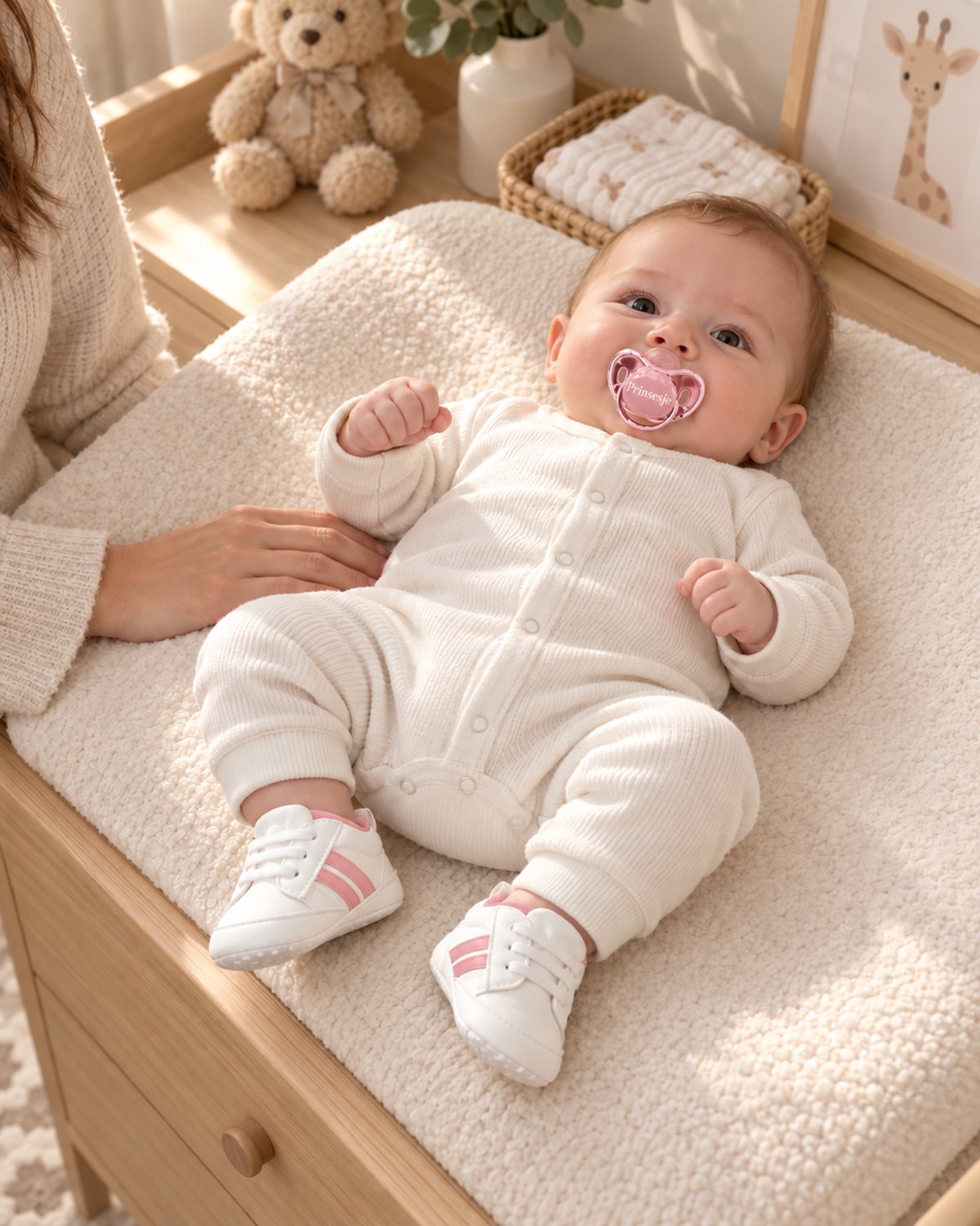 Kraamcadeau meisje, Mijn éérste sneakers - geboorte cadeau met babysneakers en speen – foto 7