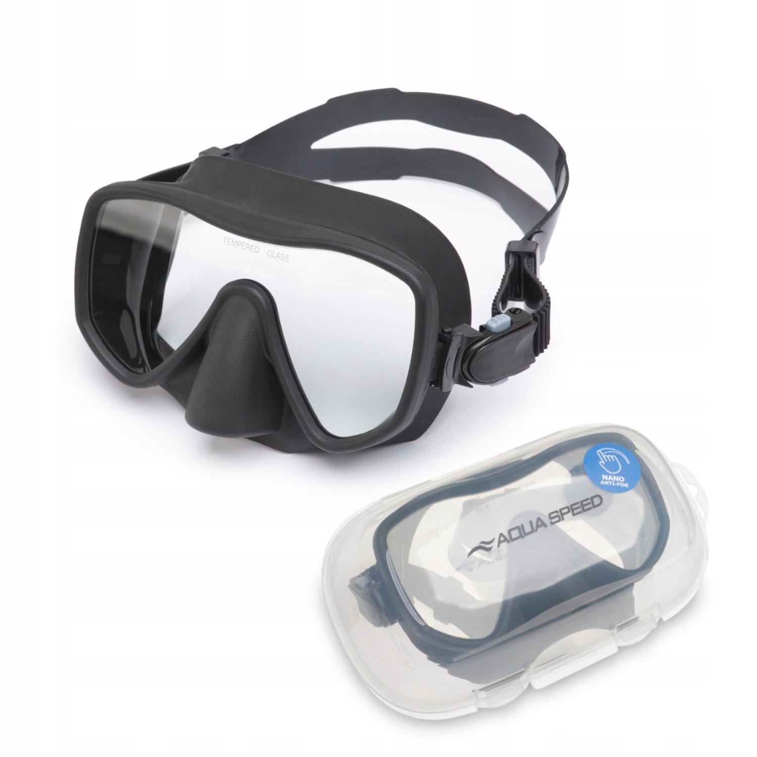 Aqua Speed Manta Duikmasker Anti-Fog voor Volwassenen - Zwart