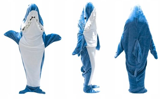 Unieke Blauwe Haai Slaapzak Onesie XL - Zacht & Warm — afbeelding 3