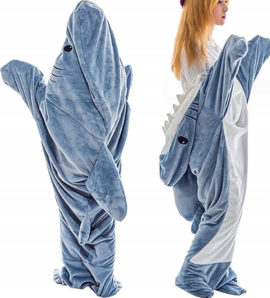 Unieke Blauwe Haai Slaapzak Onesie XL - Zacht & Warm — afbeelding 5