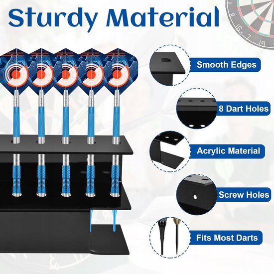 Set van 2 zwarte acryl dartpijlhouders voor muur of tafel — afbeelding 5