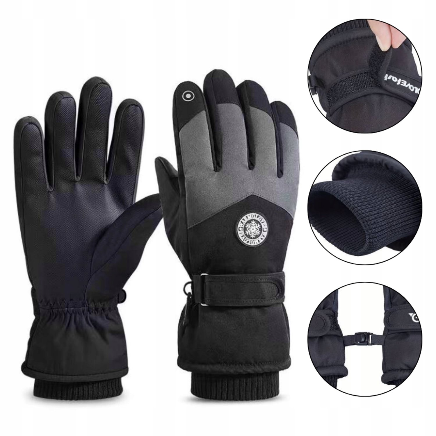 Warme Ski Handschoenen Unisex M/ Stijlvol & Waterdicht Zwart