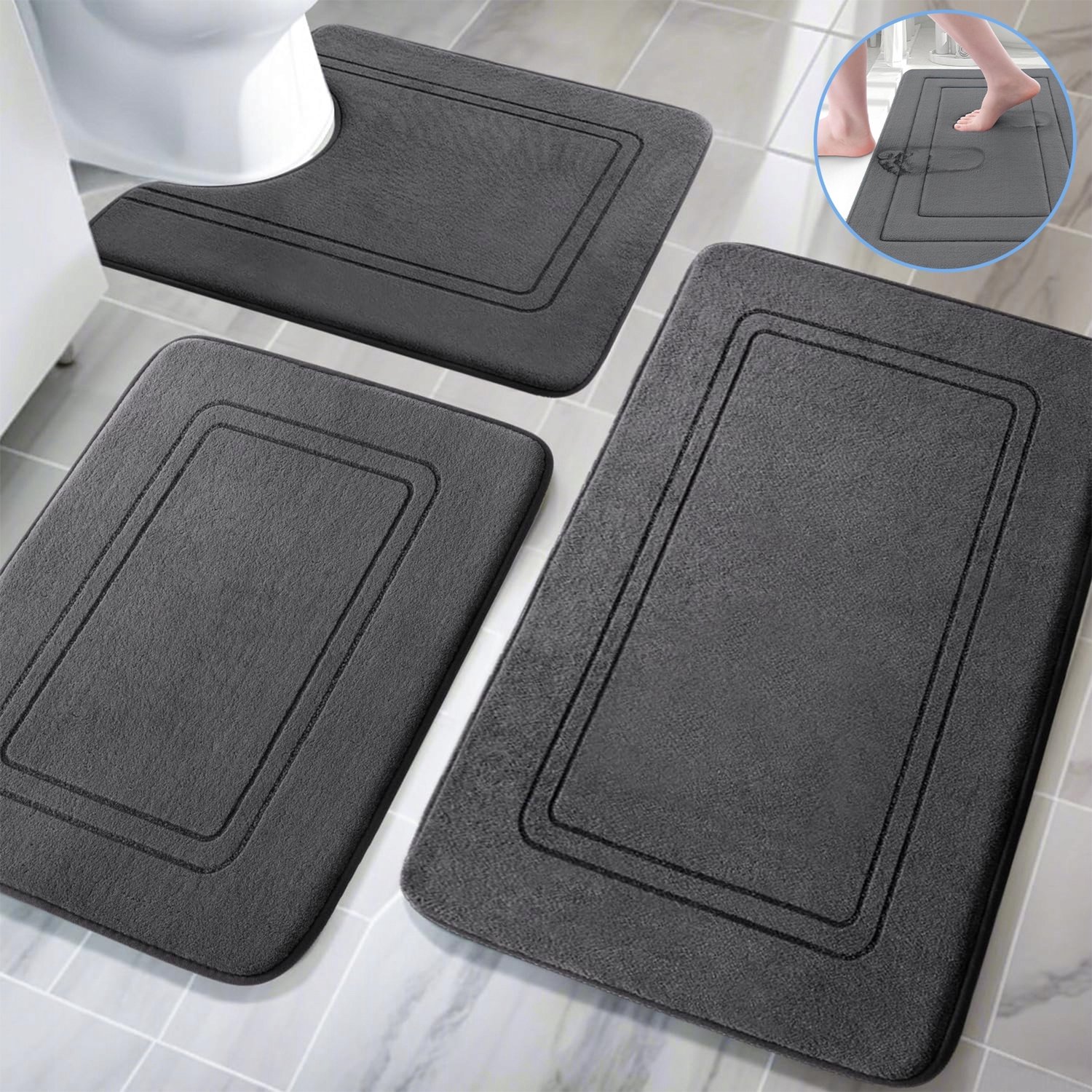 3-delige Antislip Badkamermatten Set - Extra Zacht & Absorberend