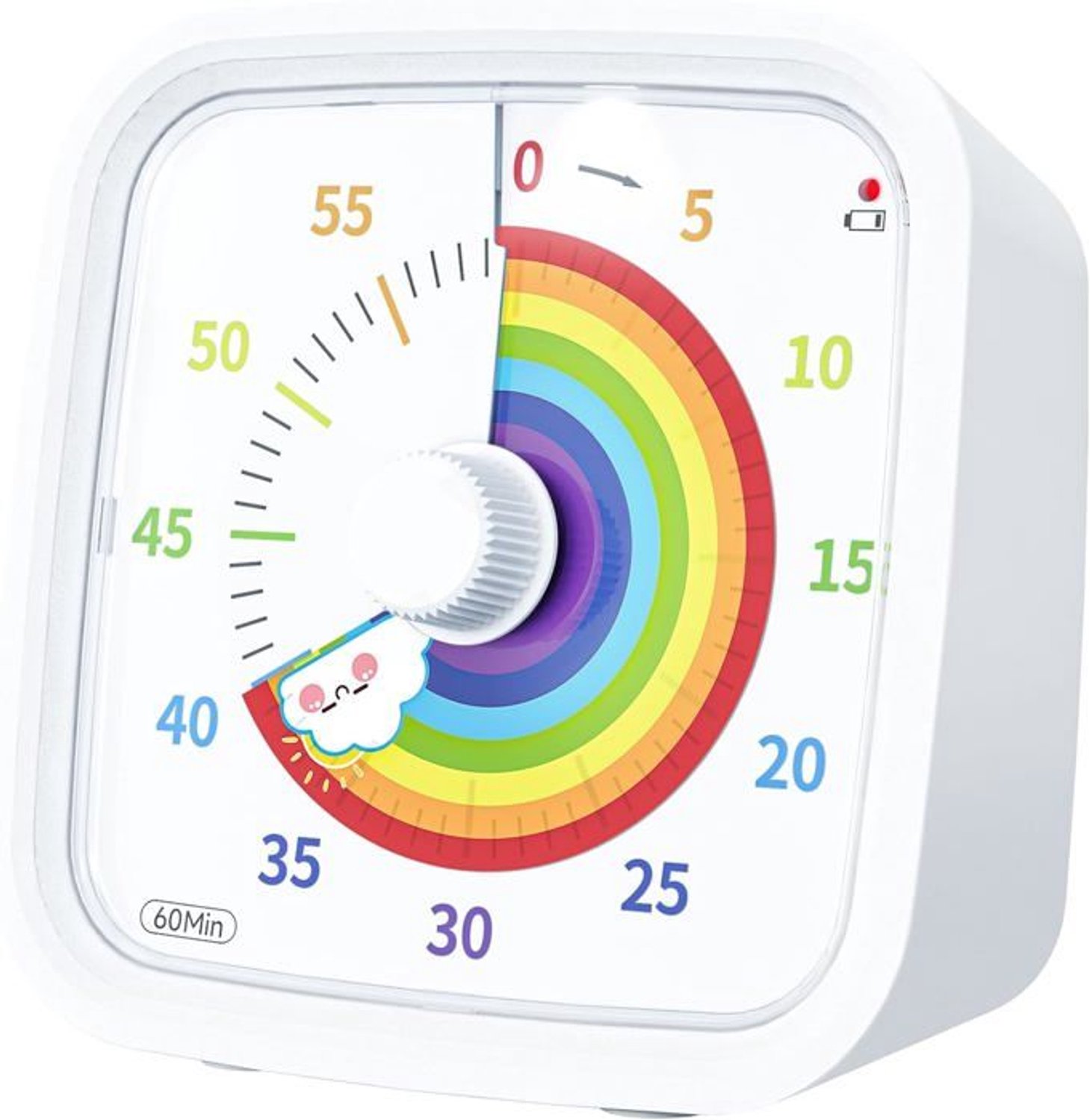 Timer - Visuele timer - 60 minuten - Wit - Regenboogkleuren