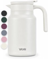 VANN® Thermos 3 parois en acier inoxydable 1.5L – Thermos isolant – Pichet verseur avec bouton-poussoir – Pour Café, Thé, Eau glacée & Plus – 36h Froid / 24h Chaud – VANN® Family Jug – Oatstone