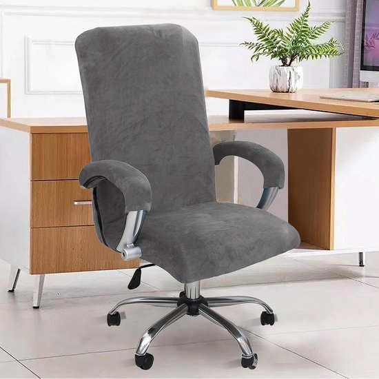 Gaming Stoelhoes met Armleuningen, Verwijderbare Elastische Velours Hoes voor Kantoorstoel, Computerstoel en Draaisteel (Grijs, Groot) - Bescherming, Comfort, Stijl — afbeelding 5
