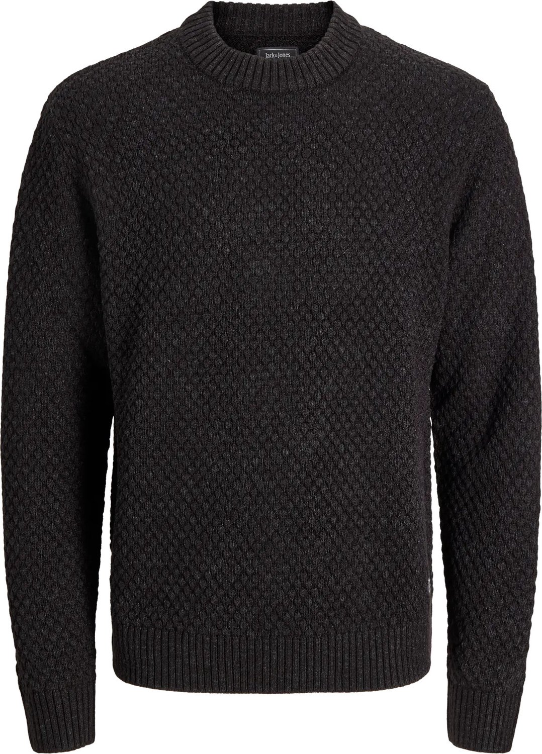 JACK & JONES Jjblake knit crew neck regular fit - heren pullover katoenmengsel met O-hals - grijs (dark grey melange)