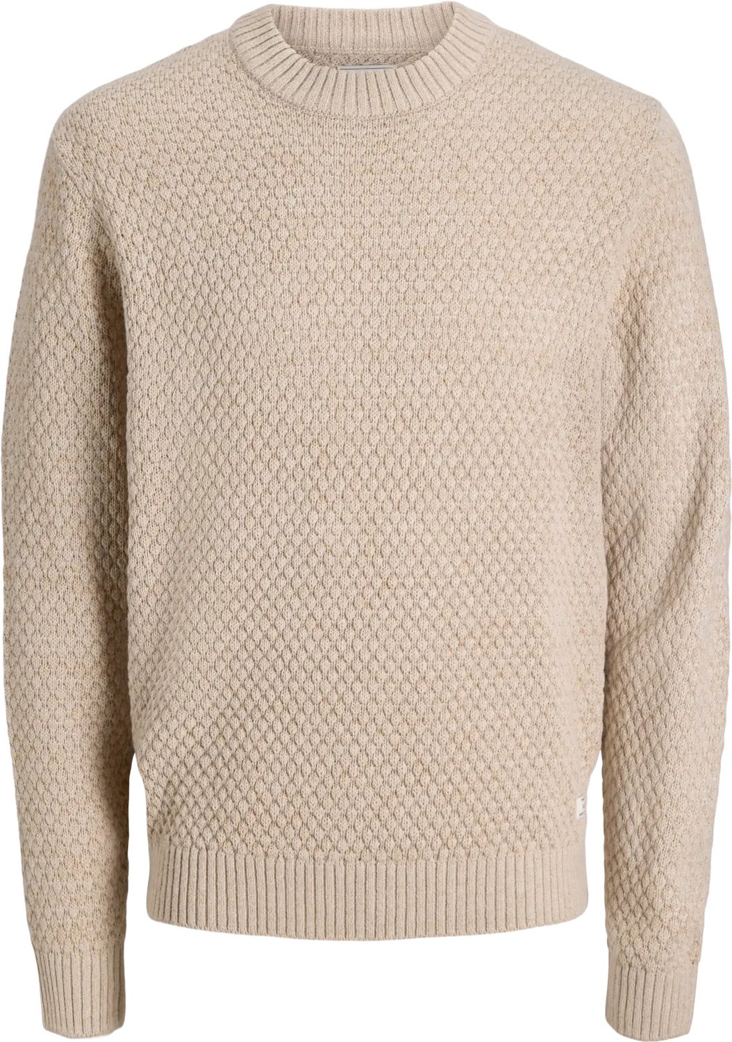 JACK & JONES Jjblake knit crew neck regular fit - heren pullover katoenmengsel met O-hals - beige (moonbeam)