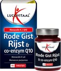 Lucovitaal Rode Gist Rijst & co-enzym Q10 verpakking en potje met 90 tabletten.