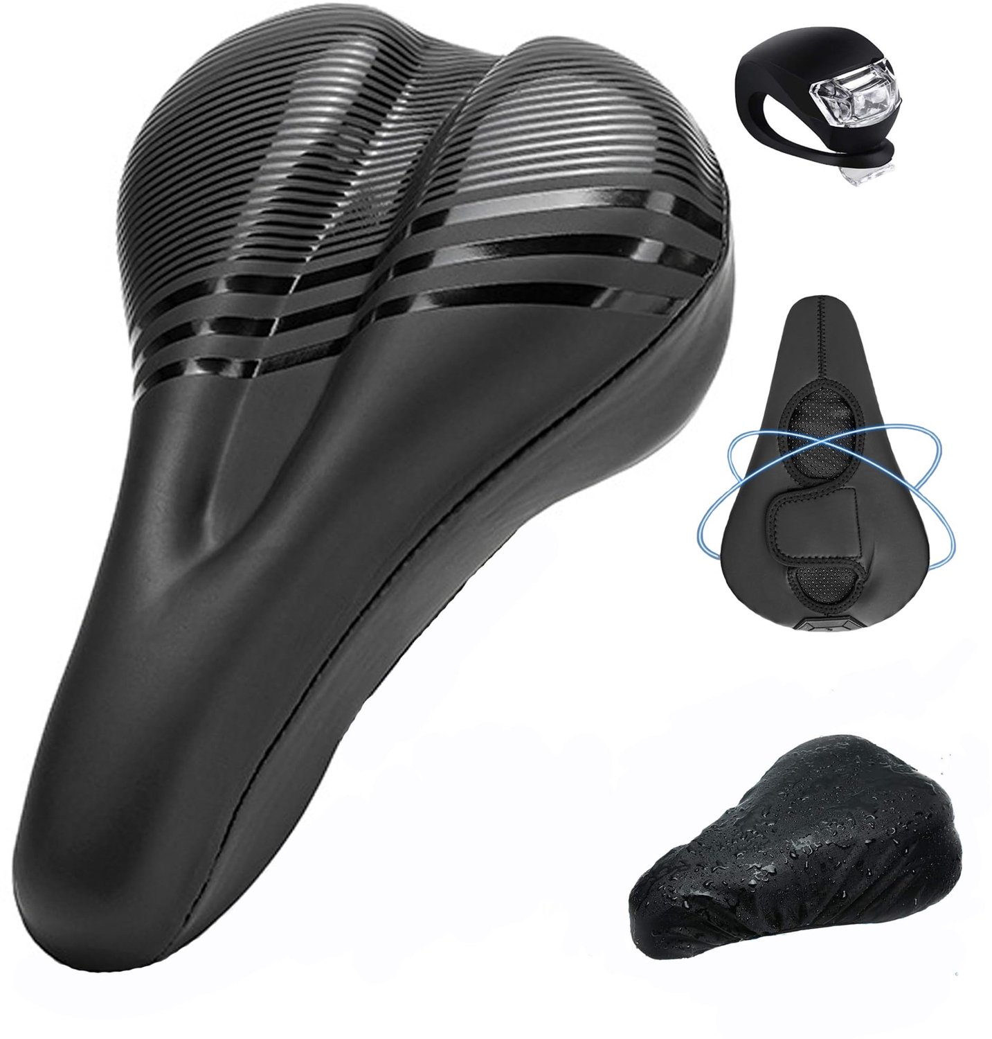 Famanu - Fietszadelhoes - Bescherming tegen regen en vuil - Comfortabel PU met gel - Zwart 1 stuk