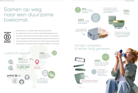 Mepal Mio snackbox stack 3-delig Little Dutch - 100 + 175 + 275 ml - Stapel zo veel als je nodig hebt - Magnetron- en vaatwasmachinebestendig - Forest Friends van Mepal — afbeelding 5