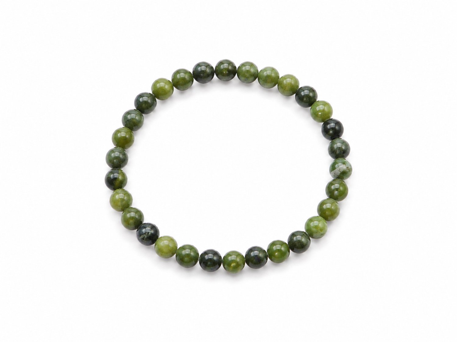 Jade Armband Donkergroen Gemêleerd - Groene Jade Armband 17 cm – Natuurlijke Edelsteen Armband met 6 mm Kralen – Elastische Jade Kralenarmband Groen – Edelstenen Sieraad voor Dames en Heren – Jade armband