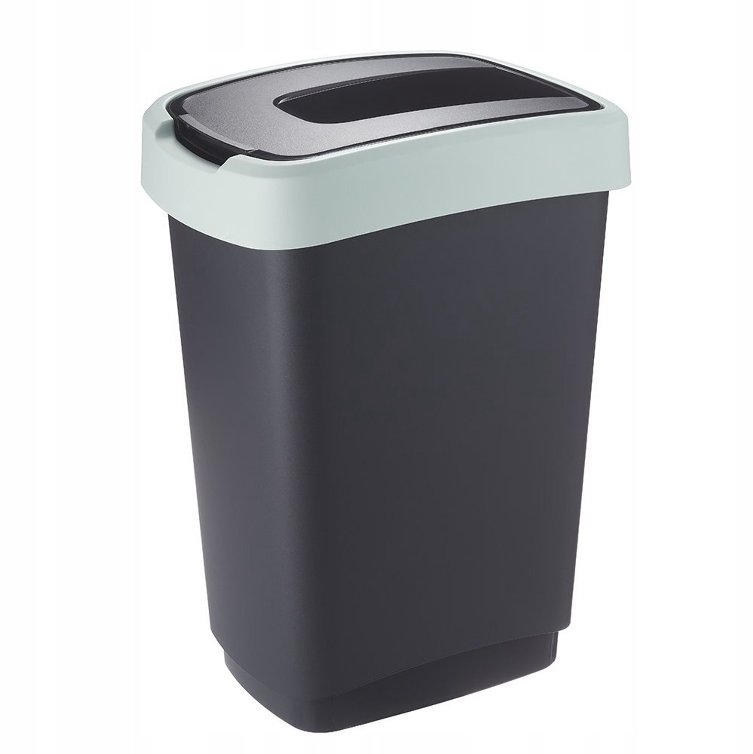 Prullenbak 25L Zwart/Groen met Klep - Afvalscheiding