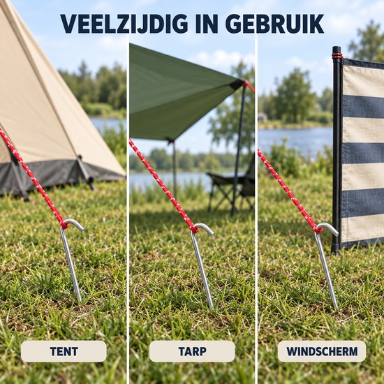 Stormharing Grondpen - 30 Stuks - Ø5 x 230mm / 30mm - Stalen Staaf - Tentharing Metaal van Storm — afbeelding 3