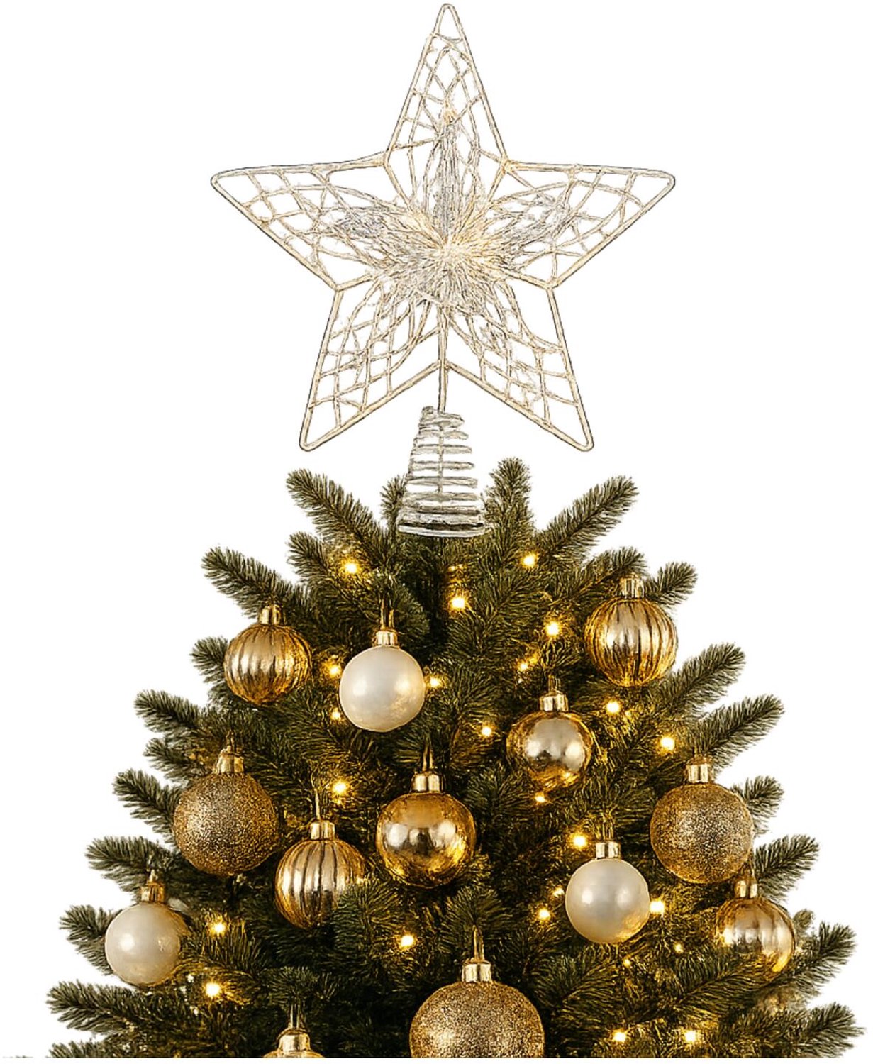 Lumineo Verlichte kerst piek - ster vorm - zilver - micro led lampjes - warm wit - H30 - pieken - kerstboompiek – foto 4