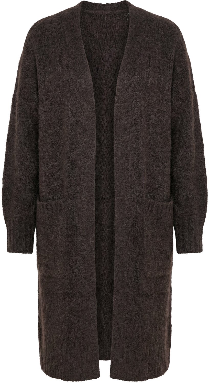 Ulla Popken - Dames - Lang vest extra zacht open model lange mouw - Mahonie - Maat 42+