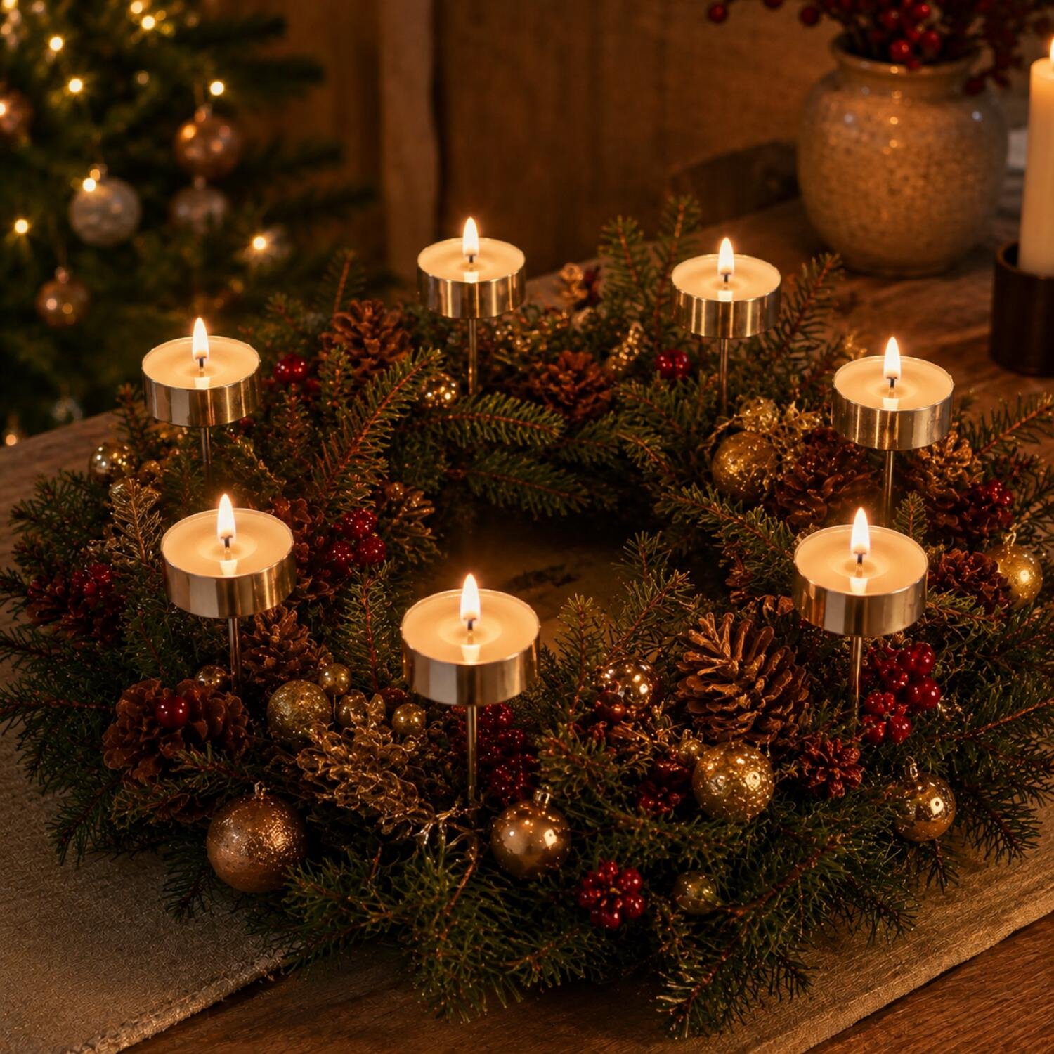 Othmar Decorations Theelichthouders stekers - 8x -zilver - 5 cm -metaal - voor kerststuk