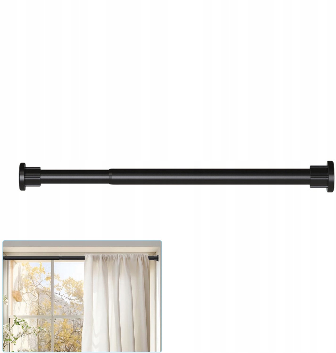 Telescopische Douchegordijnstang Zonder Boren 70-120cm Zwart