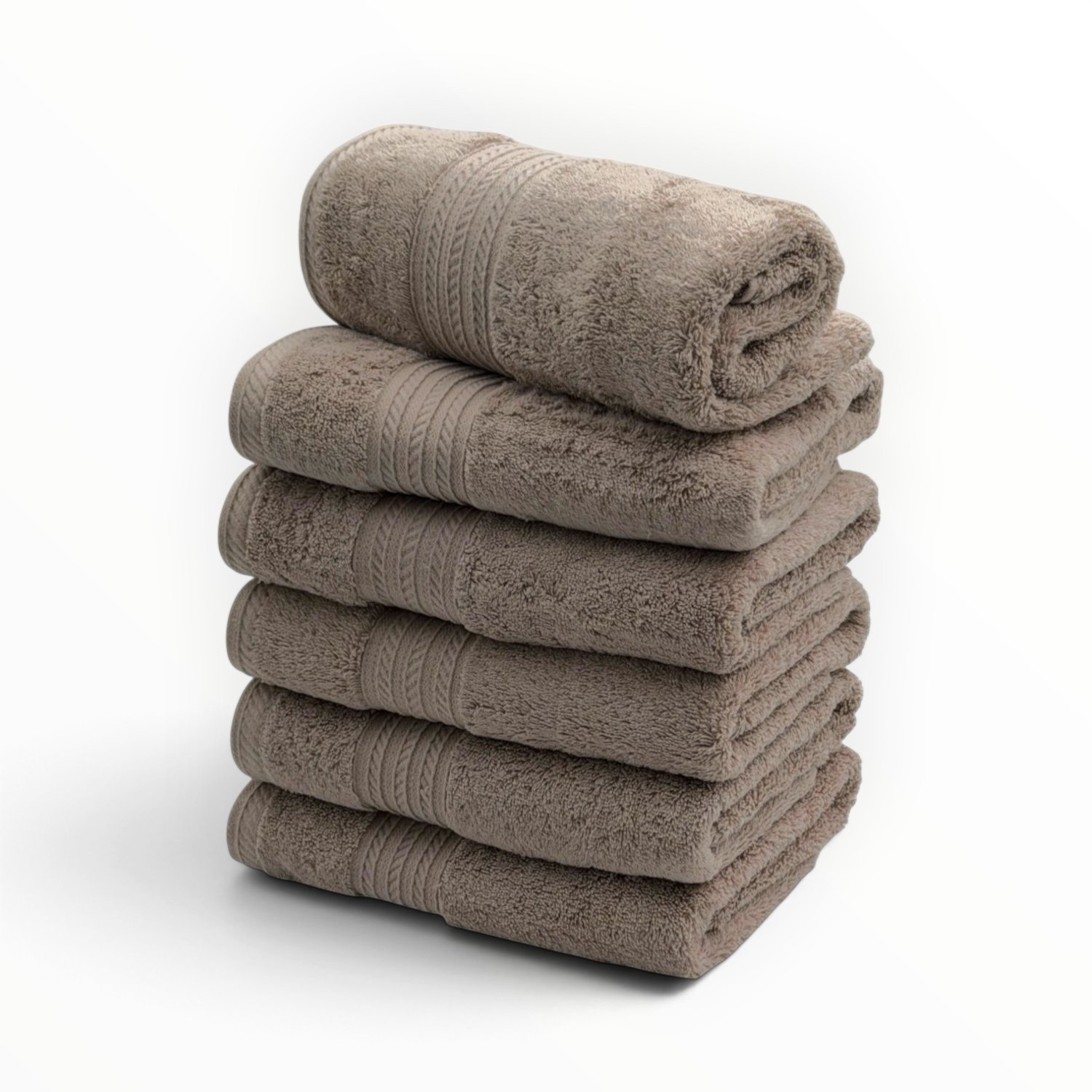 The Linen Room Handdoeken – 50 x 100 cm – Set van 6 – 100% Egyptisch Katoen – 600 gram /m2– Taupe