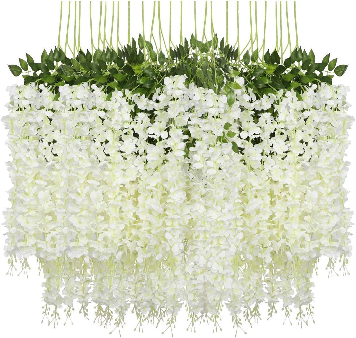 Famanu Kunstbloemen - 24 Stuks - wisteria slinger - zijde bloemen voor woondecoratie - bruiloften - thuis - tuin - feestje rood