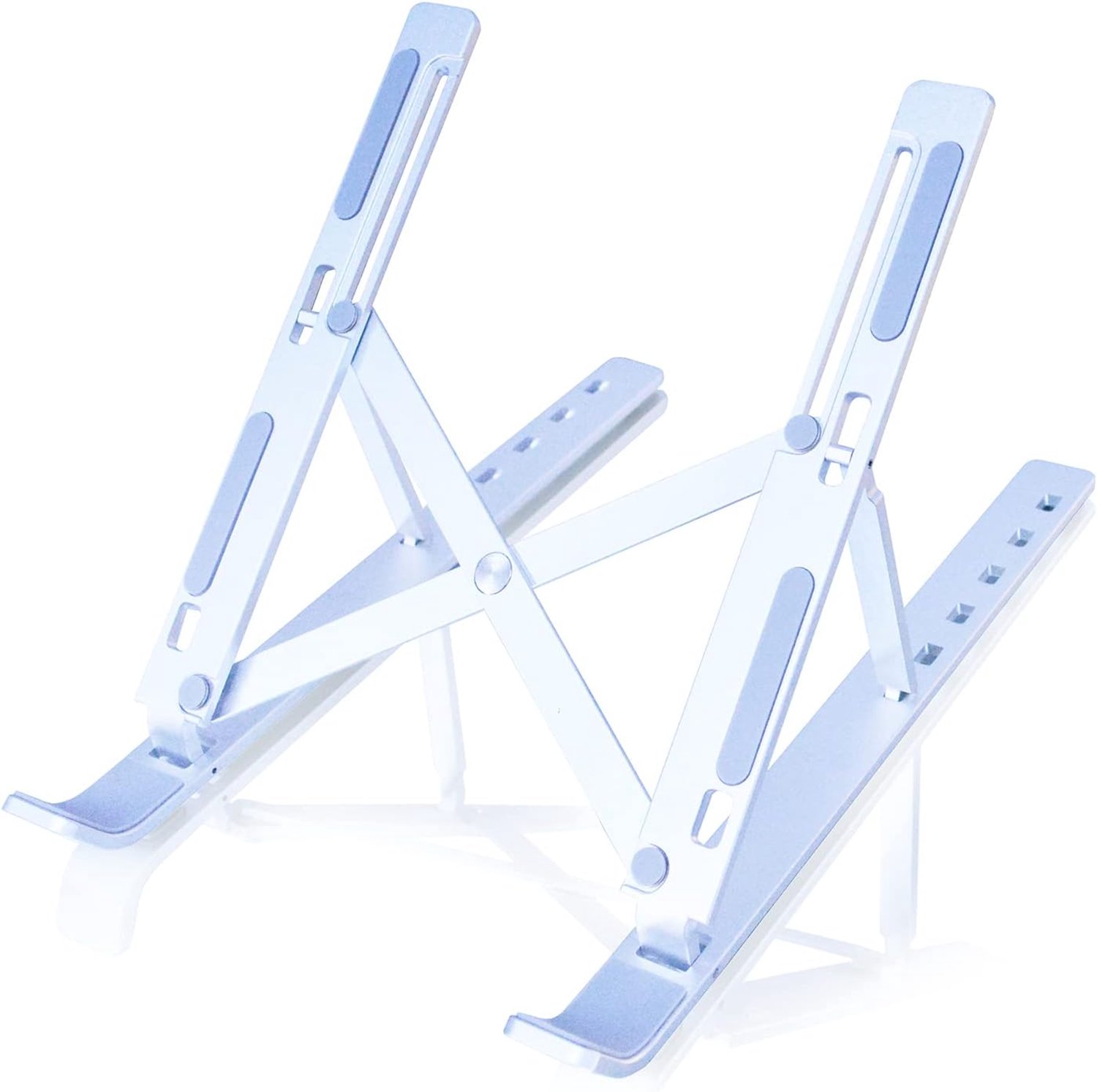 Famanu - Opvouwbare laptopstandaard met notebook, tablet, smartphone, boek, verticaal, stabiel, opvouwbare draagbare desktop-laptophouder, 6-traps hoek, in hoogte verstelbare notebookhouder