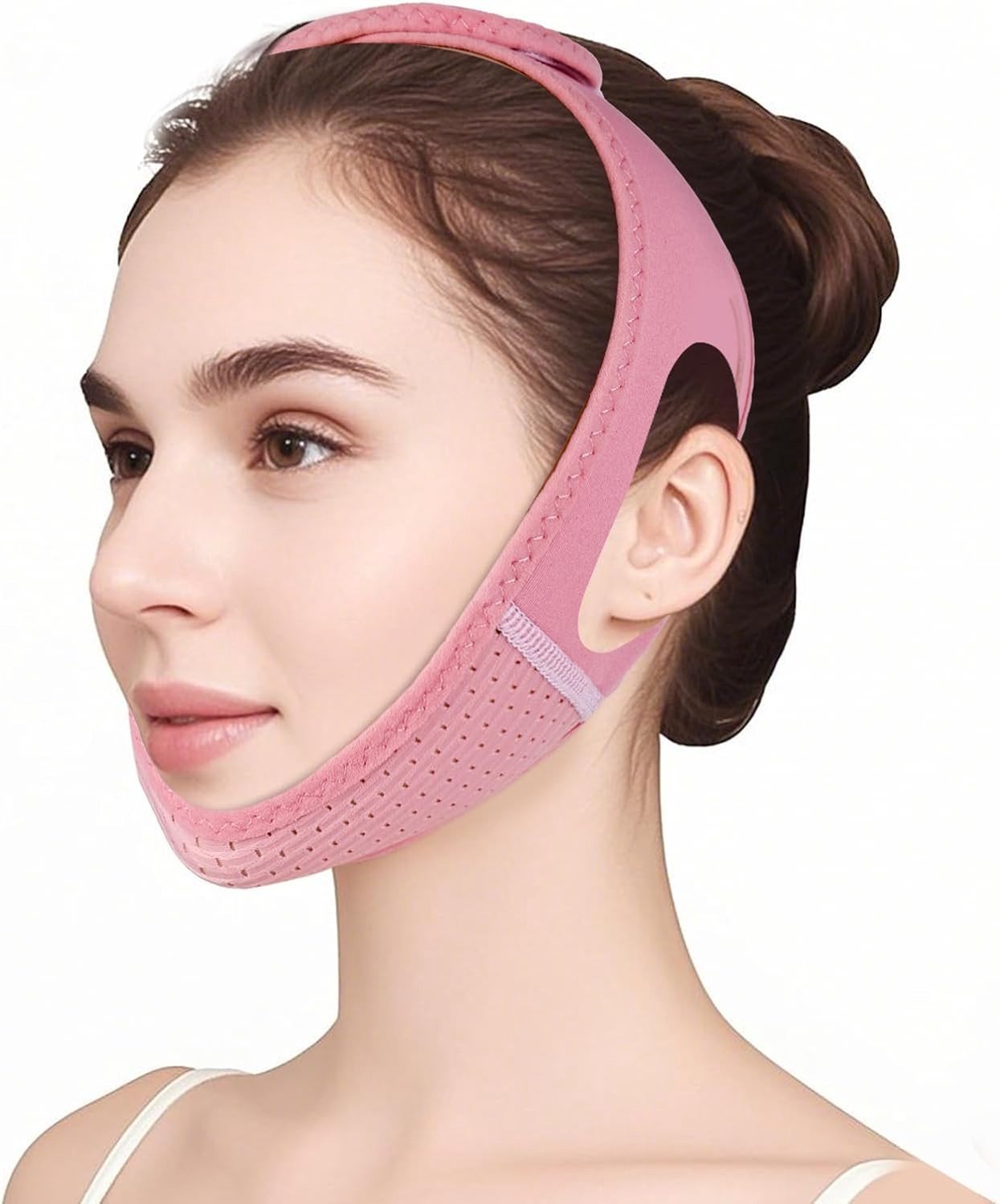 Herbruikbare Gezichtsmaskers en Lifting Band voor Dubbele Kin en Verslapte Huid, Ideaal voor Dagelijks Gebruik, Roze, Comfortabel en Ademend