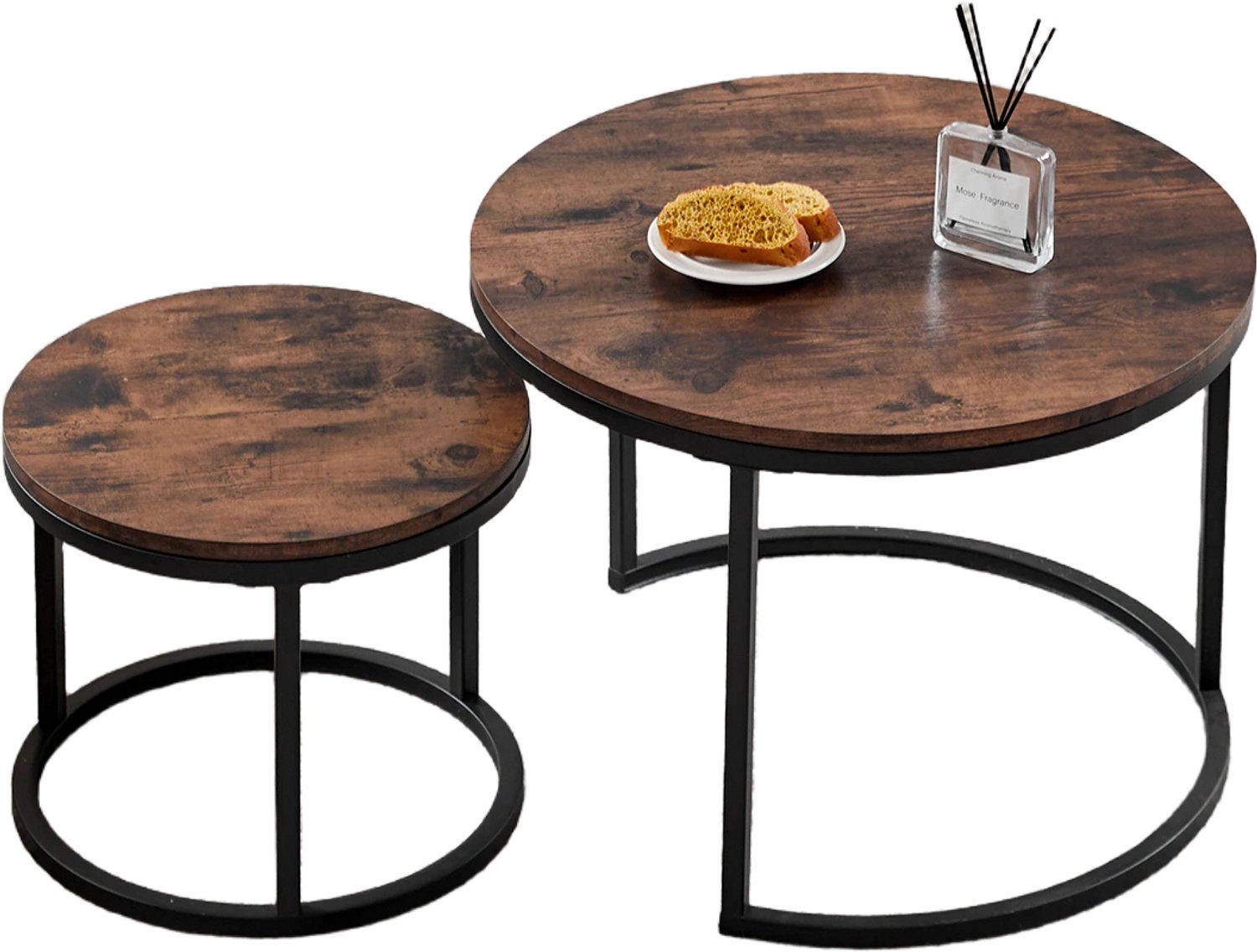 ArtiZo Salontafel rond - bijzettafel - voor de woonkamer - in nestvorm - set van 2 - 1x Ø60 x 44.5 hoog en 1x Ø40 x 34.5 hoog