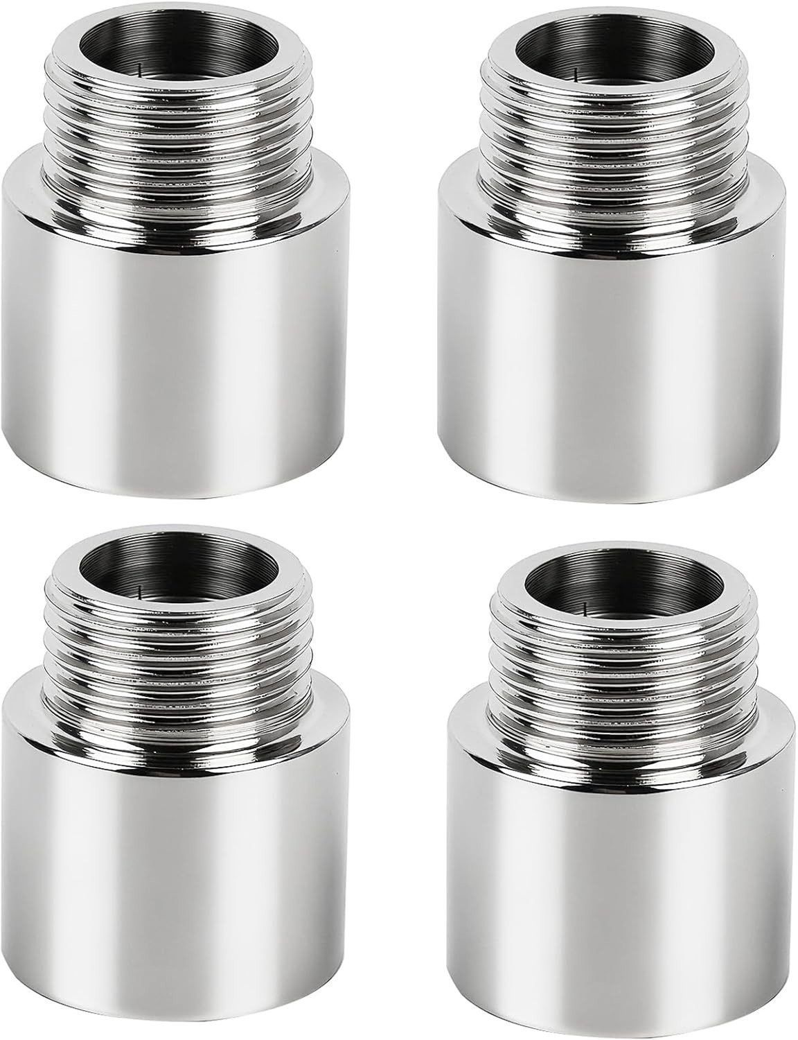 4-delige tapverlenging 1/2 inch roestvrij staal met 20 mm draad, G1/2 vrouwelijke en mannelijke aansluiting, robuuste koppeling voor drinkwater, verwarming en sanitairinstallatie