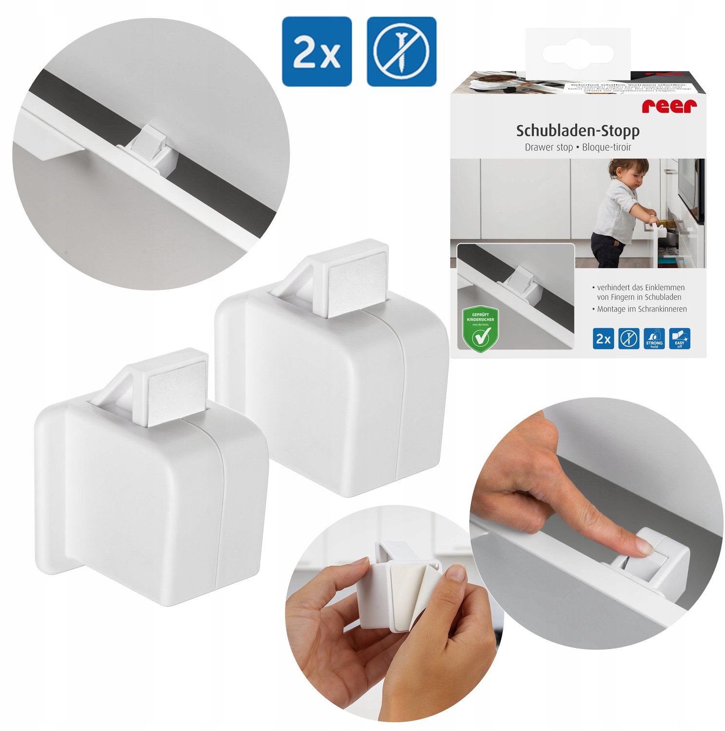 Kinderslot voor laden en kasten - 2 stuks, wit