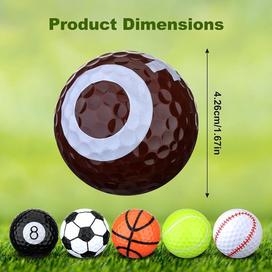 Set van 6 Grappige Golfballen met Hars Schil en Rubber Kern voor Plezier op de Golfbaan — afbeelding 4