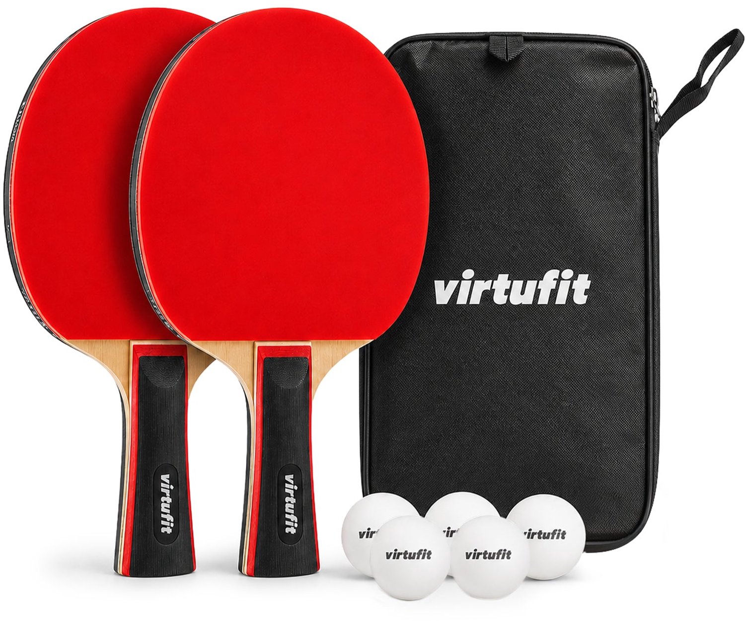 VirtuFit Tafeltennisset Pro - 2 Batjes - 5 Tafeltennisballen - Incl. Opbergtas - Ping Pong