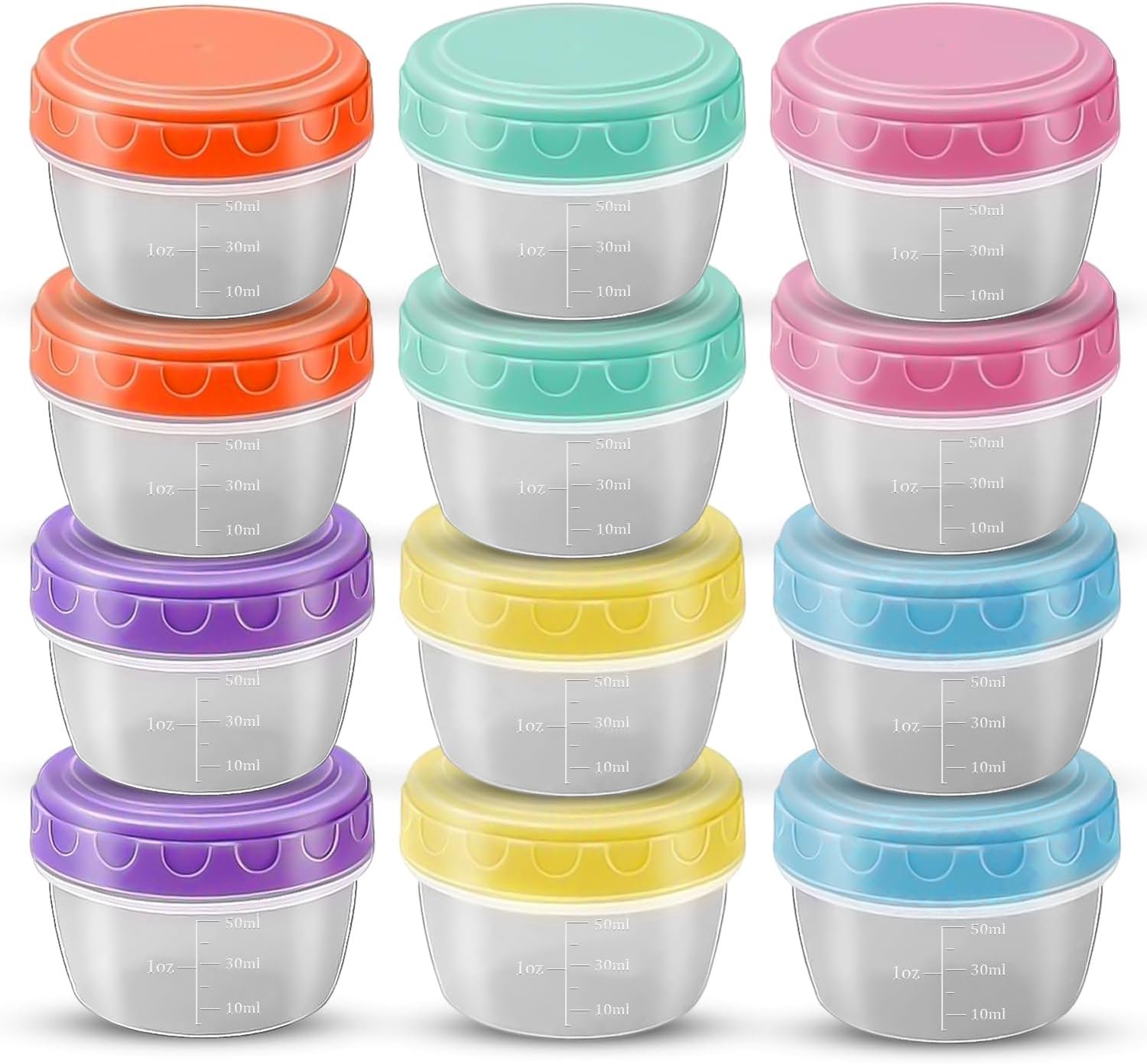 Famanu - Set van 12 kleine bewaardozen 77 ml - Perfect voor snacks en sauzen - Herbruikbaar en BPA-vrij - Onbekende kleur