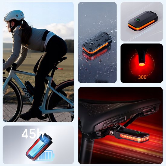 Merkloos Fietslamp Achterlicht USB-C 30lm met Rem- en Bewegingssensor — afbeelding 4