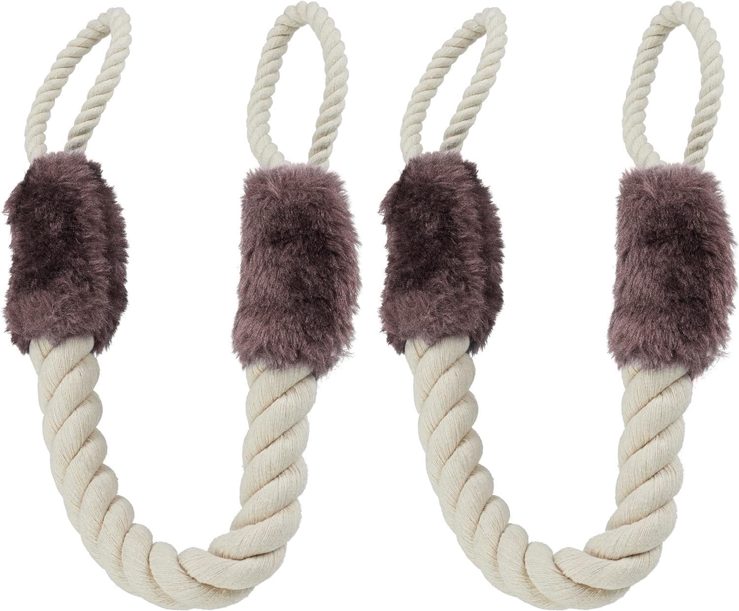 Veilige Deurstopper voor Huisdieren en Kinderen - 2 Stuks Katoenen Deurklemmen met Vingerbescherming, 60 cm (Bruin)