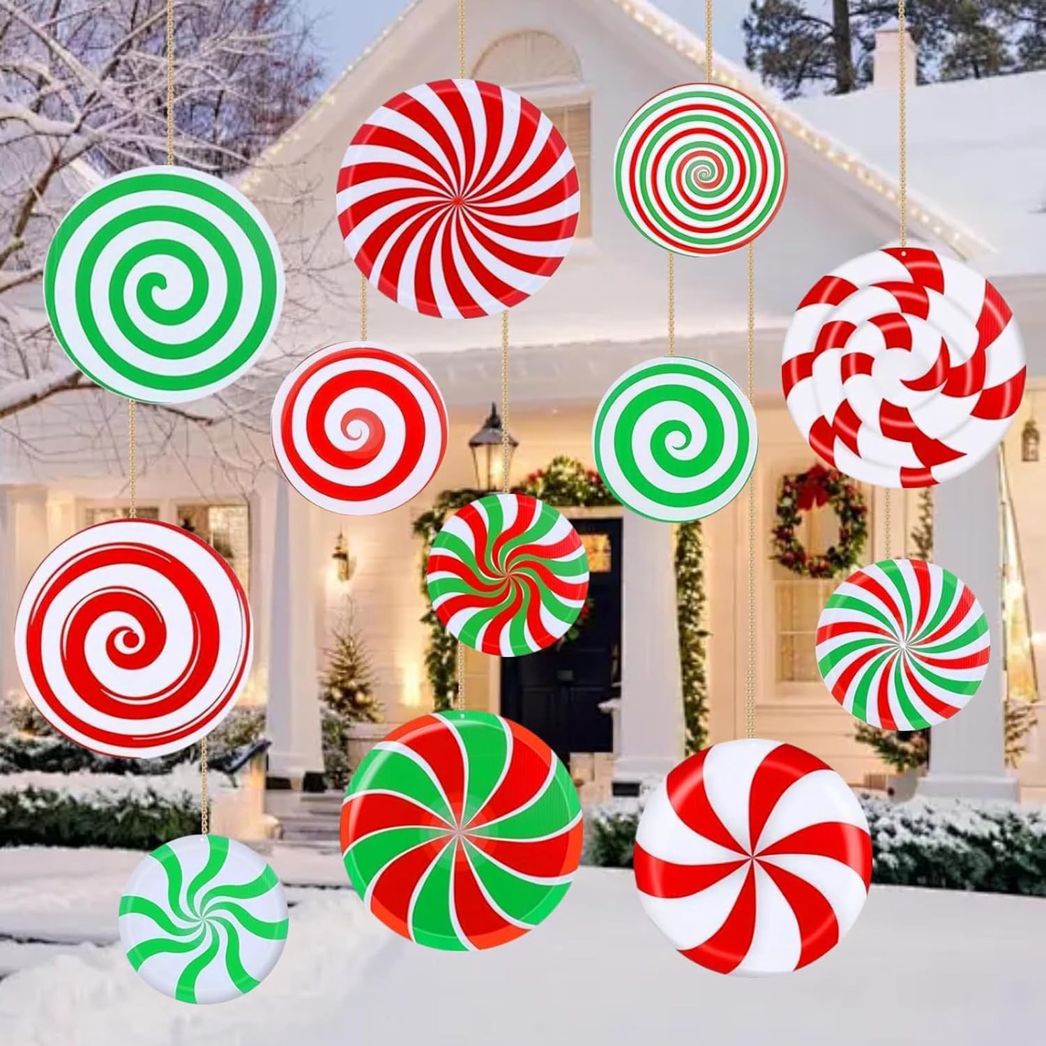 Grote Kerstboom Snoep Hangers, 12 Stuks, Decoratie voor Kerstboom, Feestelijke Versiering, Kerstdecoratie, Hanger voor Kerstfeest