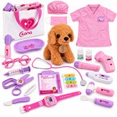 Ilona Dokterset Speelgoed voor Meisjes - Dokter Speelset met Hondje - Draagtas, Stethoscoop & Verkleedkostuum kinderen - cadeau voor Kinderen en Peuters van 3, 4, 5 en 6 Jaar voor Rollenspel