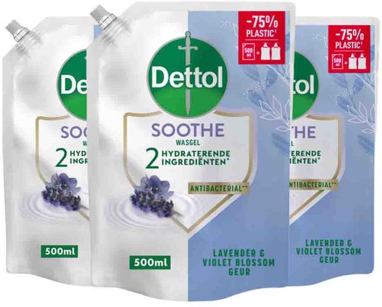 Dettol - Refill Handzeep Relaxing Lavender - 3 x 500 ml - Voordeelverpakking