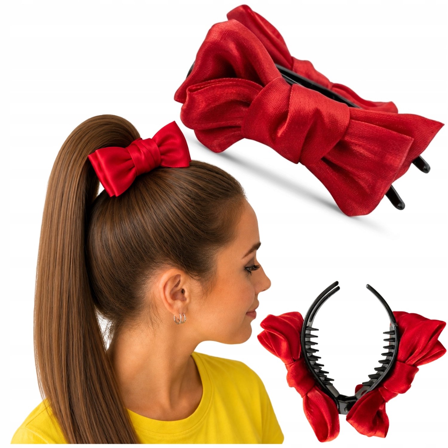 Stijlvolle Rode Strik Haarclip voor Dames - Elegant en Tijdloos