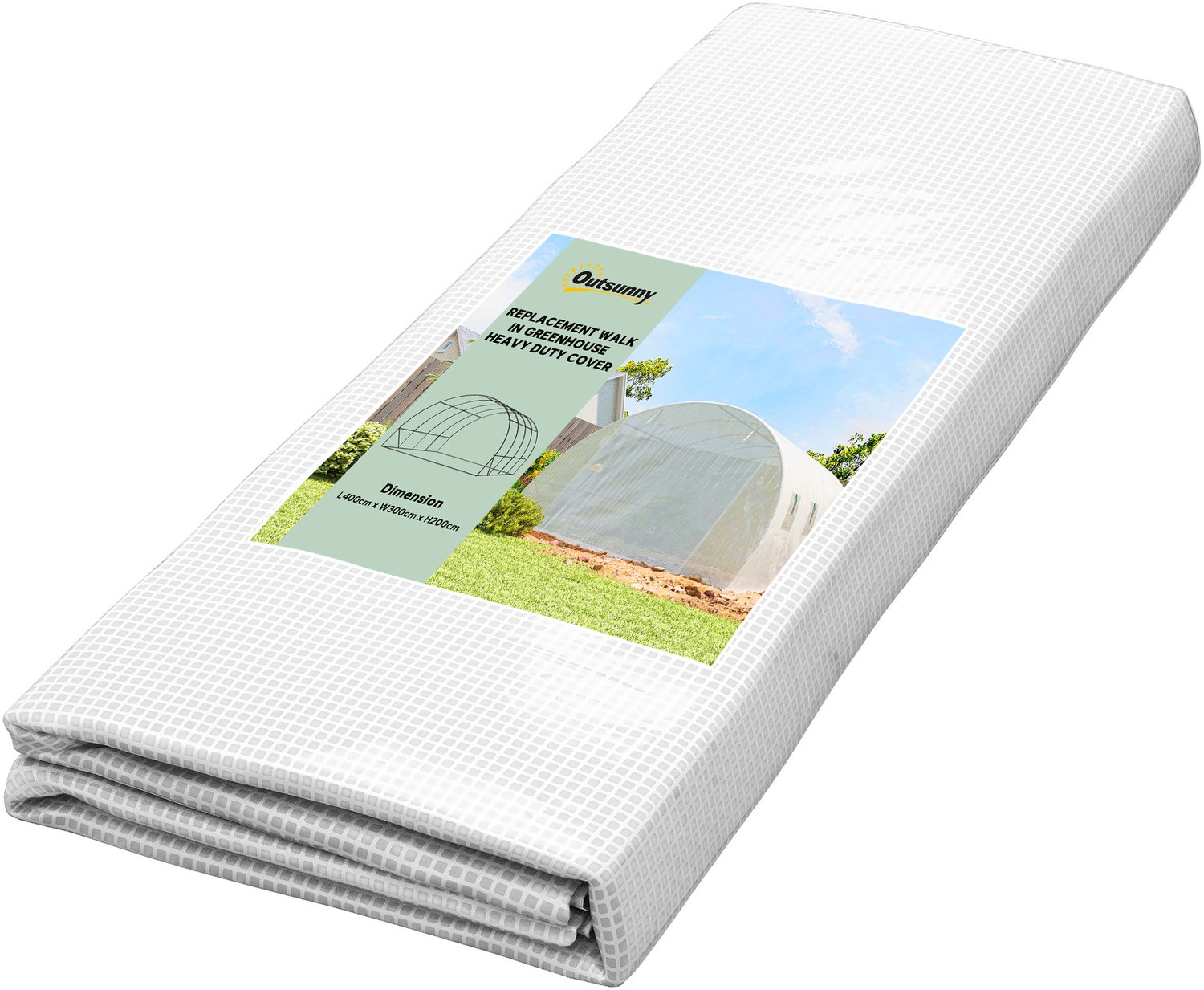 Sunona Vervangende folie voor tunnelkas - Met 8 ramen en roldeur - 400 x 300 x 200 cm - Wit