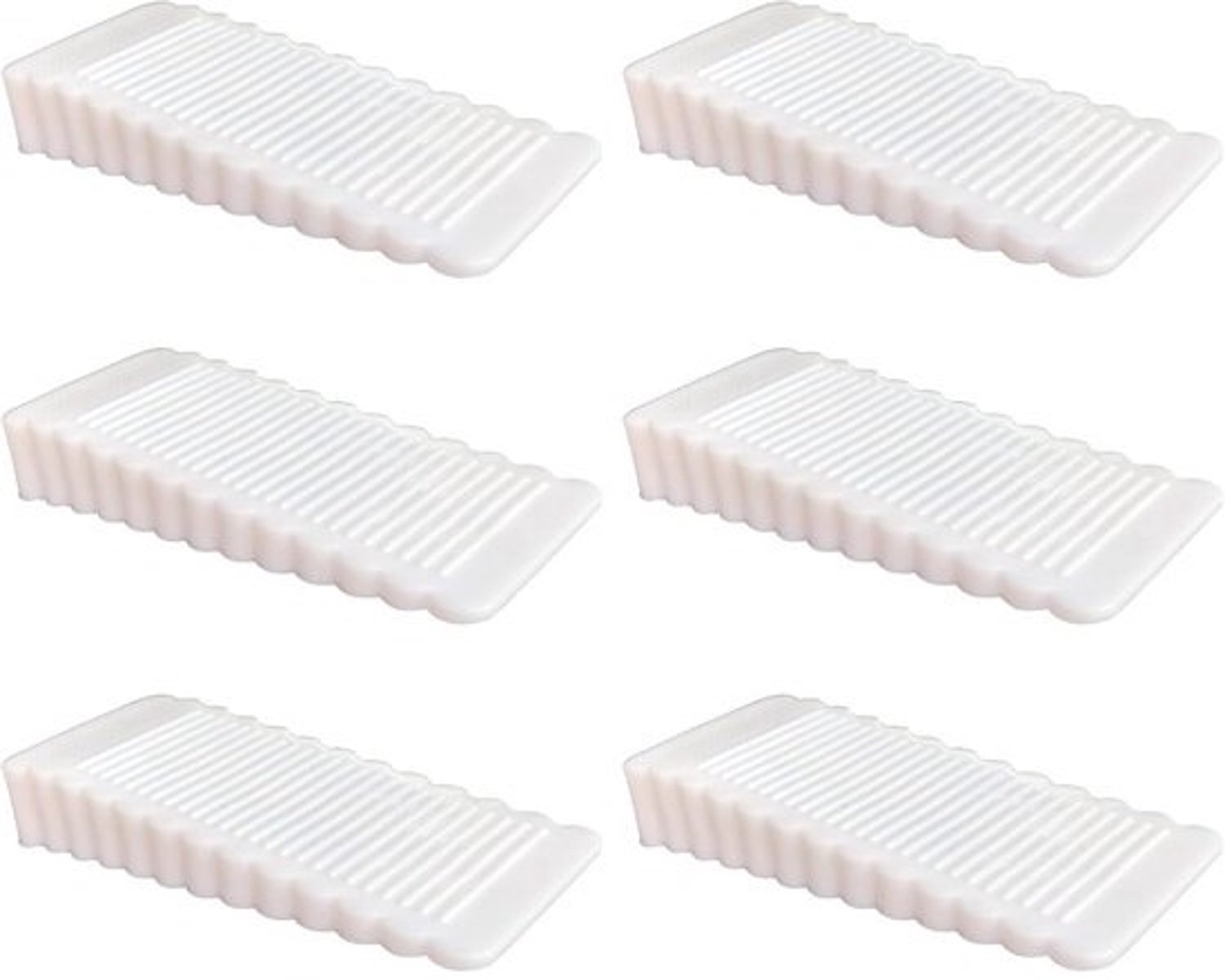 Deurstopper set - Antislipblokken - Voorkomt dichtslaande deuren - Zacht rubber - 6 stuks - Wit