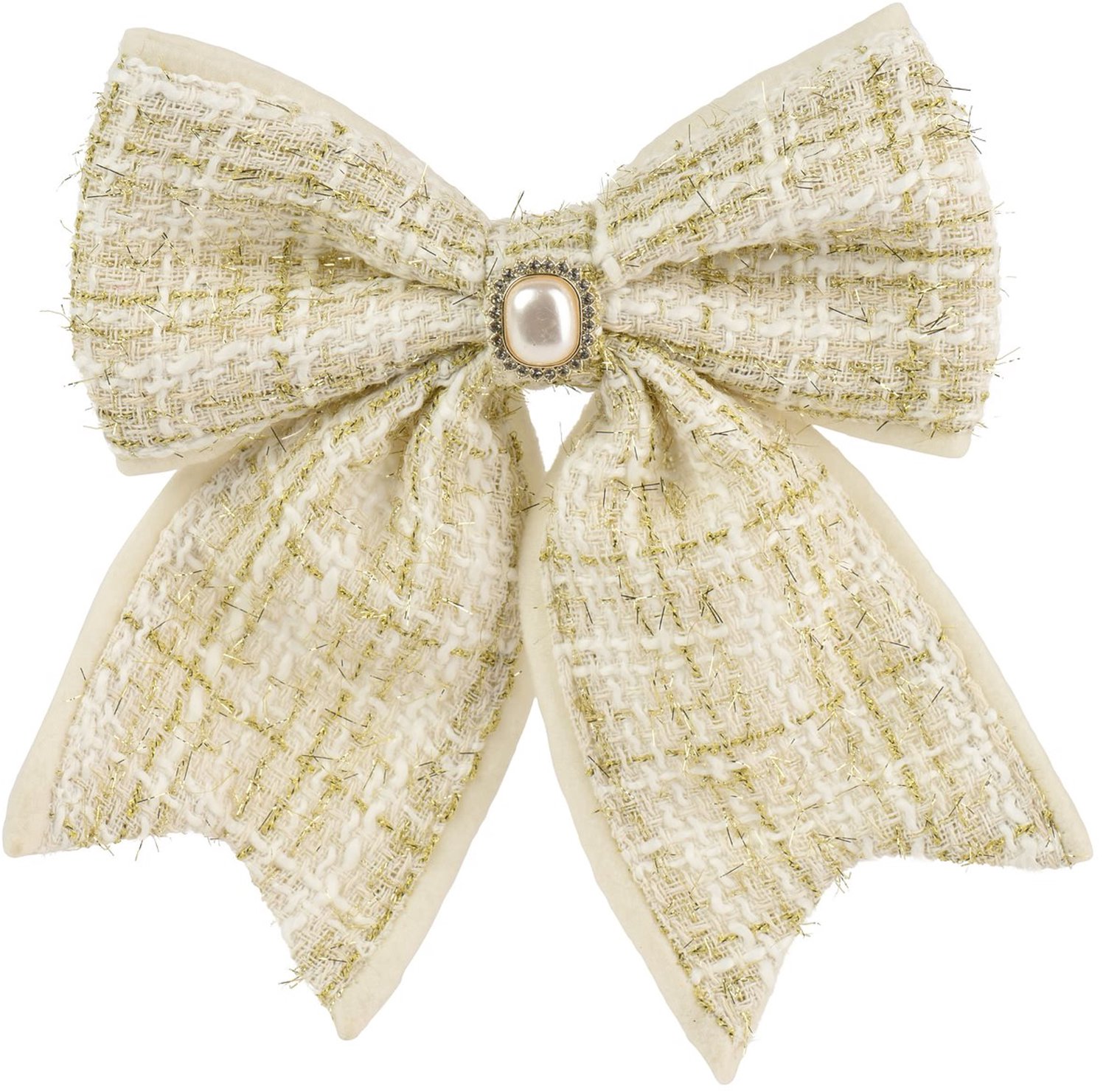 Kaemingk kerststrik champagne 27,5 cm met broche en clip