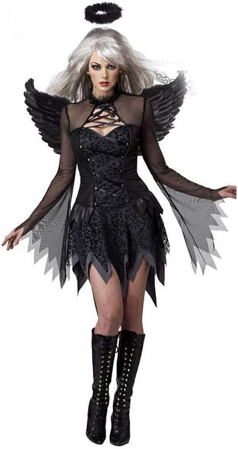 Halloween Kostuum voor Vrouwen - Zwarte Vleermuis, Verleidelijke Engel, Duivel, Vampier en Heks Outfit met Accessoires voor Cosplay