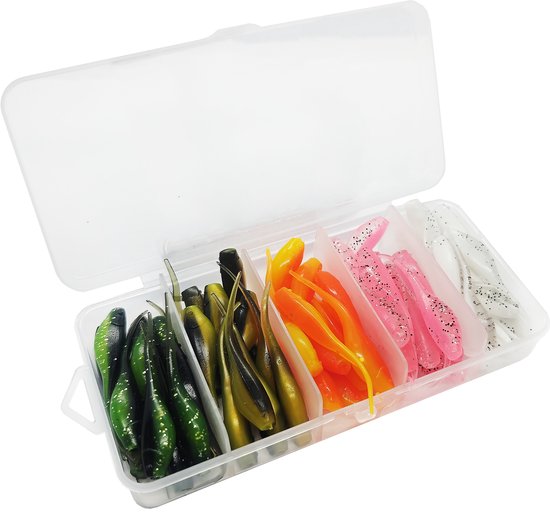 Merkloos Spinvis Lokaas Set: 65 Stuks, 5cm, 5 Kleuren, Drop Shot — afbeelding 2