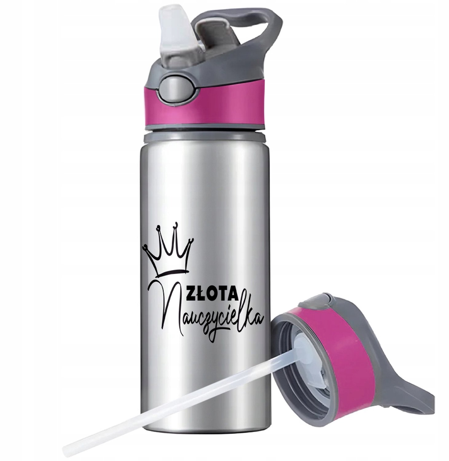 Aluminium Sport Bidon 650ml met Rietje en Handvat