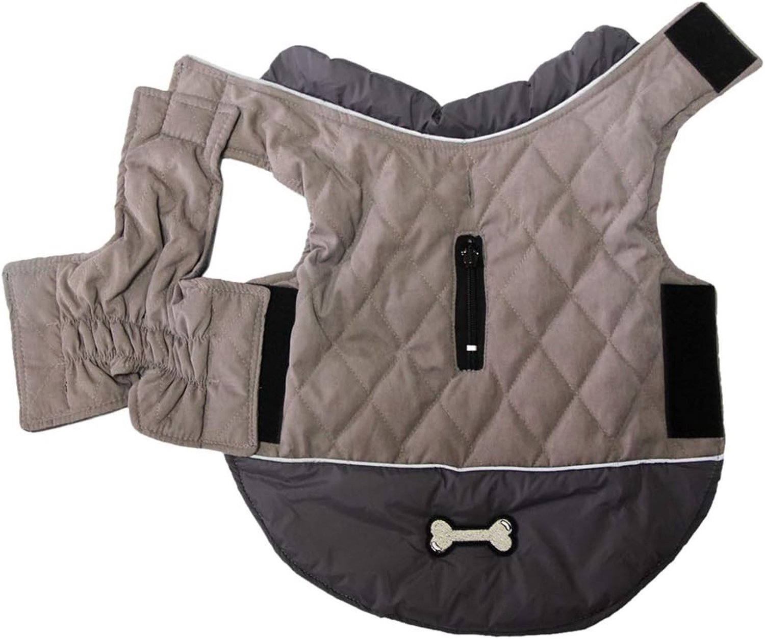 Omkeerbare hondenjassen voor kleine honden, waterdicht en warm puppyjack voor koude winterdagen, grijs, XS