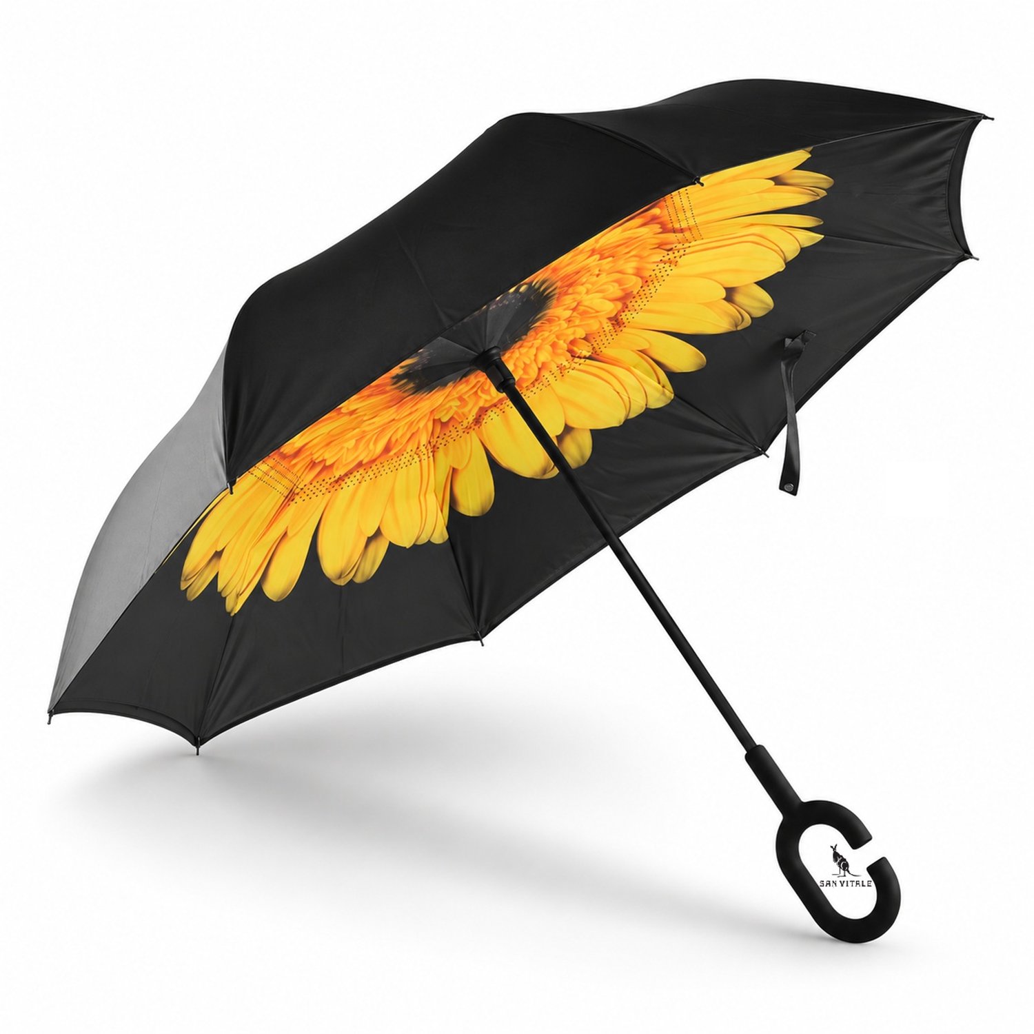 Bol.com San Vitale® - Unieke reversible Windproof Paraplu - Paraplu opvouwbaar - Paraplu's - Gele Bloem aanbieding