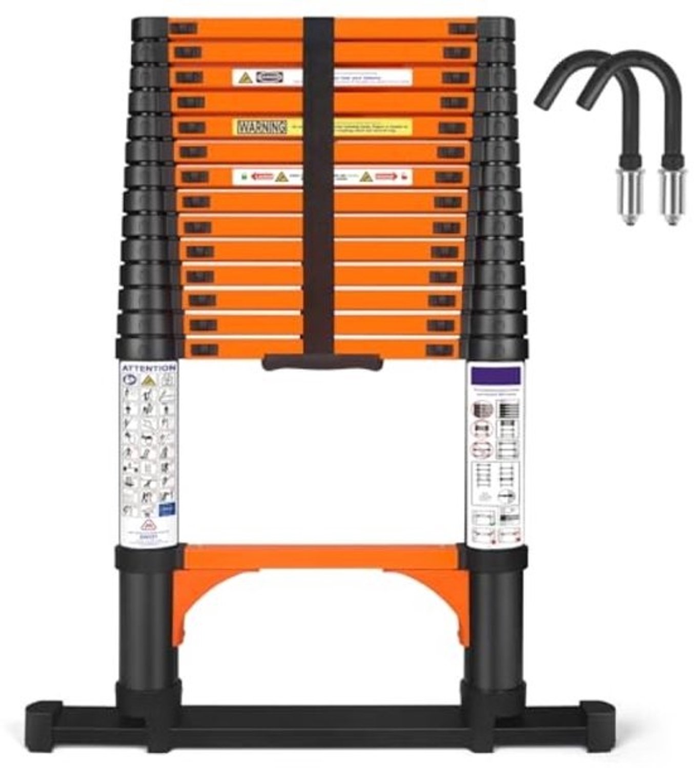 Telescopische ladder - Uitschuifbare ladder - Voor buitenklussen - Met stabilisatoren - 4,4 meter - Zilver