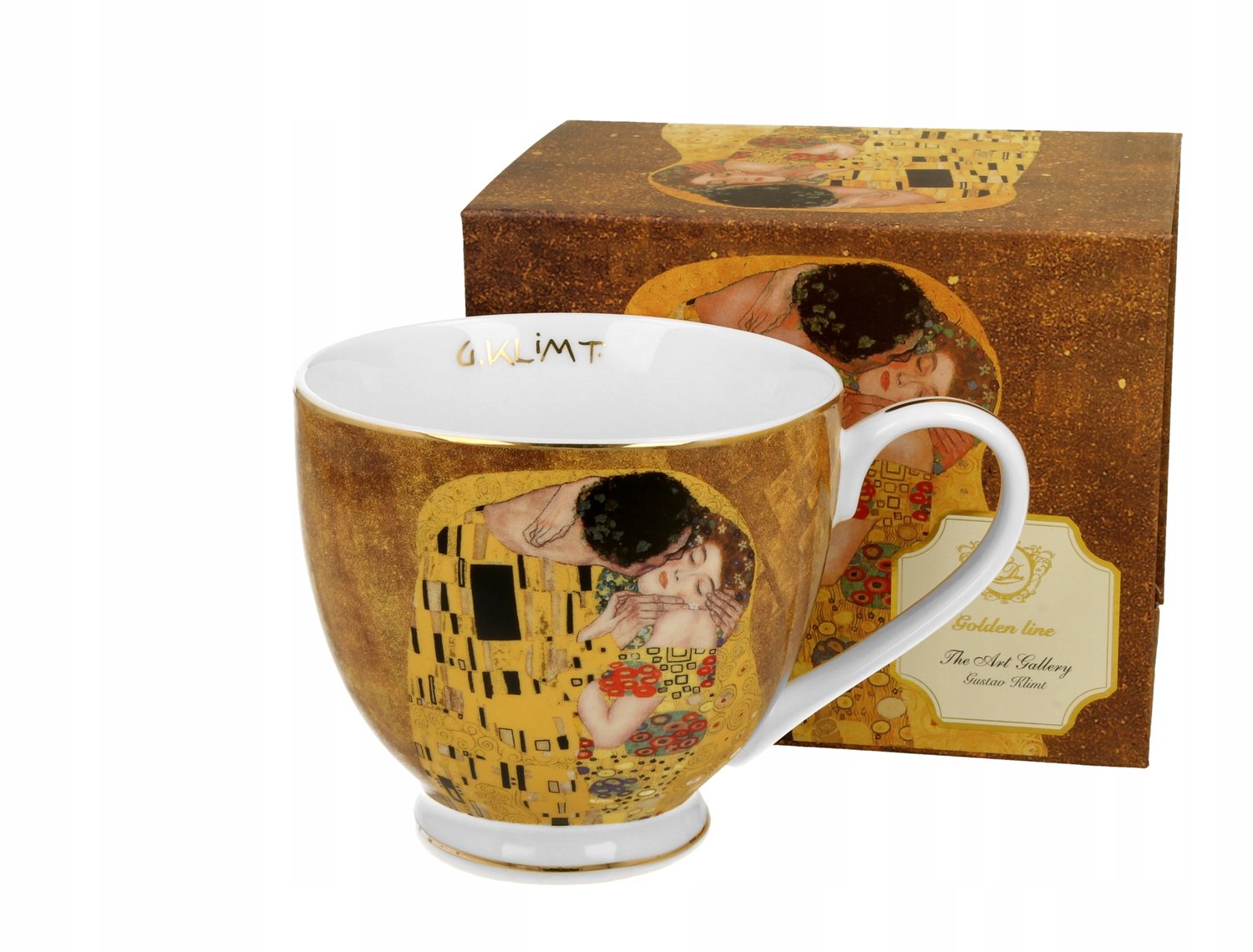 Klimt "De Kus" Mok 530ml - Gouden Lijn Porselein